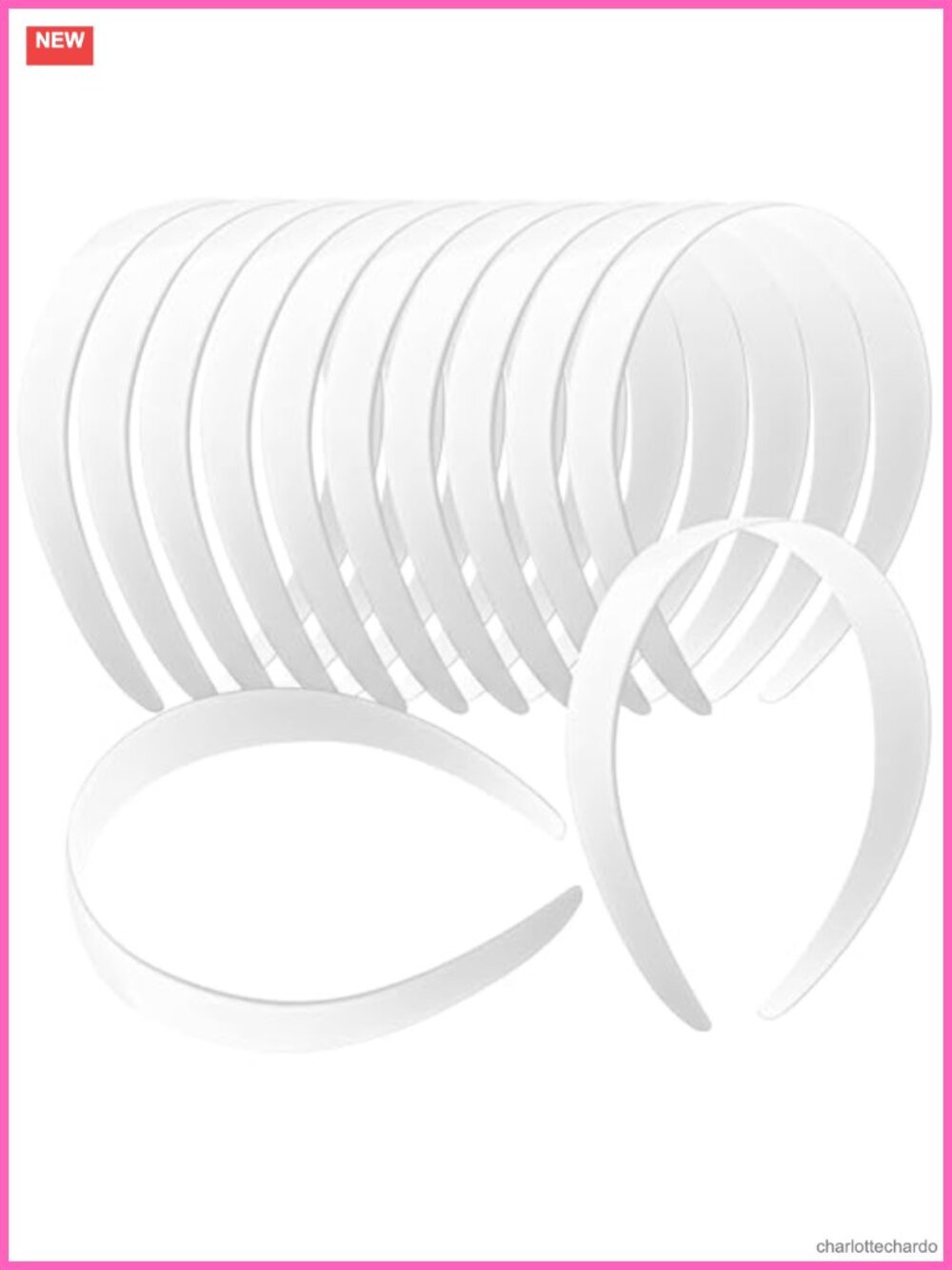 12 Pcs White Plastic Headbands 1 Inch Wide No Teeth DIY Craft Hair Bands